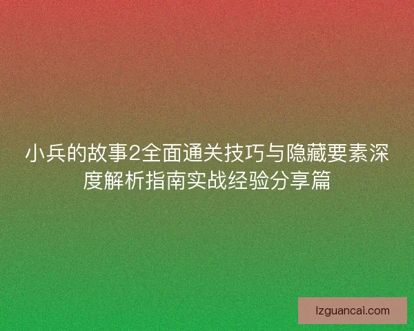 小兵的故事2全面通关技巧与隐藏要素深度解析指南实战经验分享篇