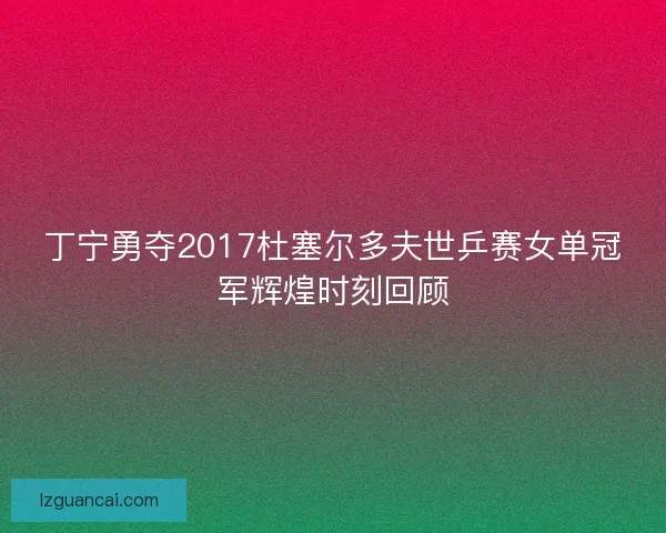 丁宁勇夺2017杜塞尔多夫世乒赛女单冠军辉煌时刻回顾